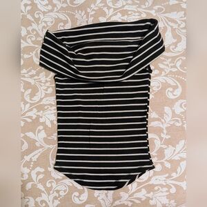 We The Free By Free People Black and White Striped Off-Shoulder Blouse